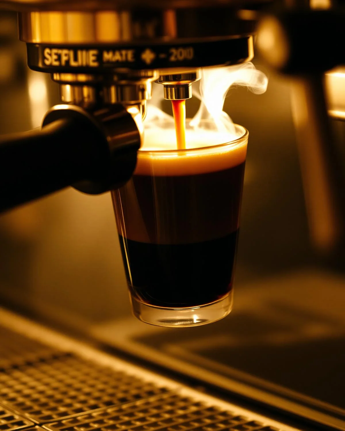 Freshly brewed artisanal espresso coffee